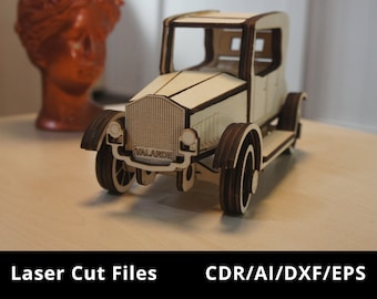 Fichier découpé au laser de voiture en bois rétro CDR/DXF/EPS | Téléchargement numérique