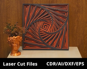 Décoration murale en bois multicouche carrée Fichier découpé au laser Artisanat en bois Projets Cnc | Téléchargement numérique | CDR/AI/DXF