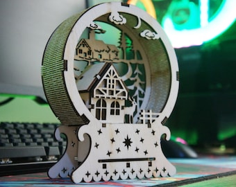 Agneau de maison d'hiver, fichier de découpe laser CNC Decor, Puzzle en bois 3D | Téléchargement numérique | cdr/dxf/eps/ai/dwg