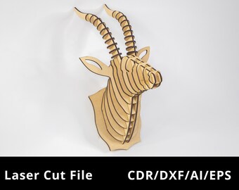 Trophée de tête de cerf en bois Décoration murale Fichier découpé au laser | Téléchargement numérique | CDR/DXF/EPS