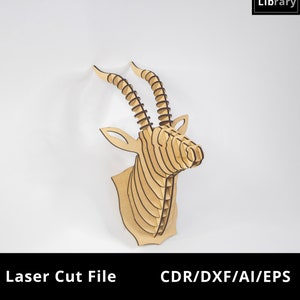 Wooden Deer Head Trophy Wall Decor Laser Cut File | Digital Download | CDR/DXF/EPS