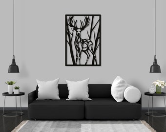 Cerf mur métal découpé au Laser fichier svg dxf cdr pdf dwg | CNC Cutting Router Digital Vector Instand Télécharger