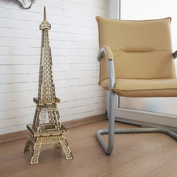 Eiffel Tower Decor CNC Laser Cut File, 3D Wooden Puzzle | Digital Download | cdr/dxf/eps/ai/dwg