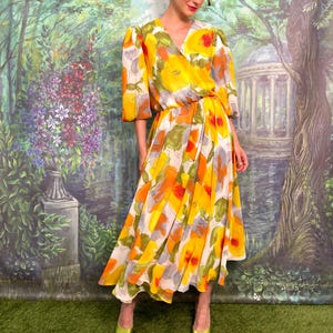 Vintage Romantic Floral Puff Sleeve Maxi Summer Dress