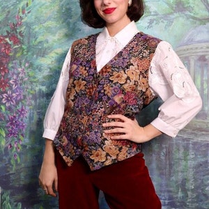 Vintage floral orchid vest waistcoat