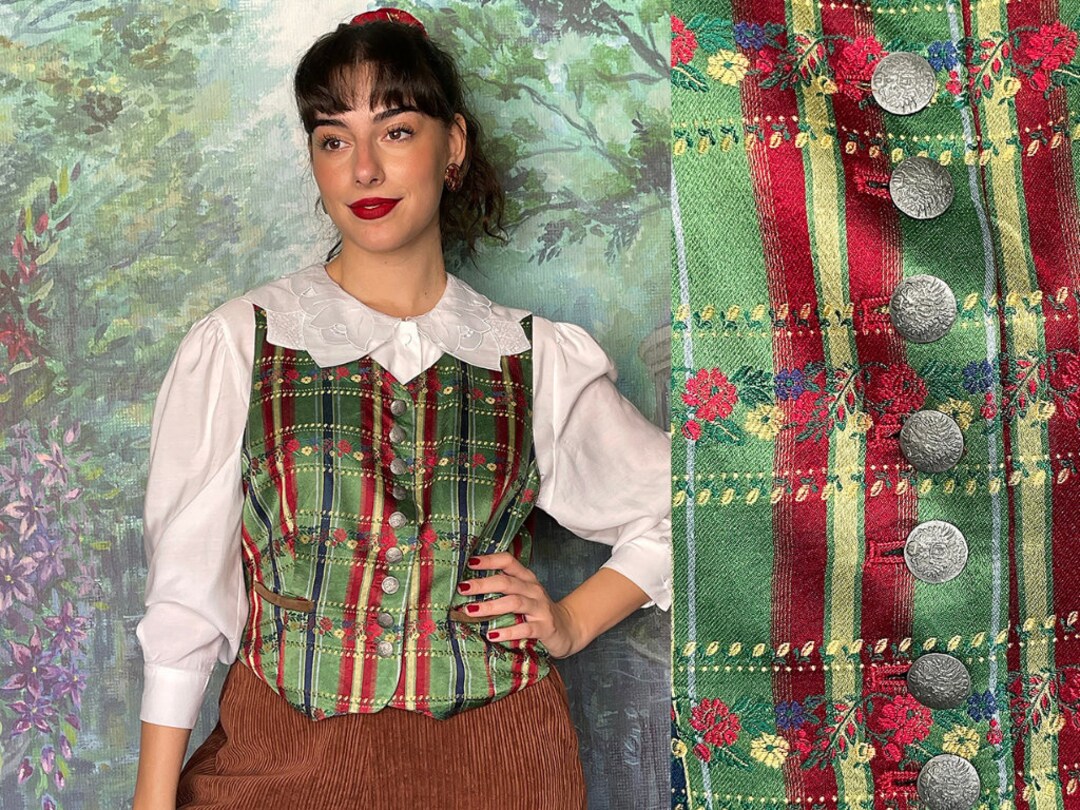 Women's Vintage Austrian Green Waistcoat 4/6