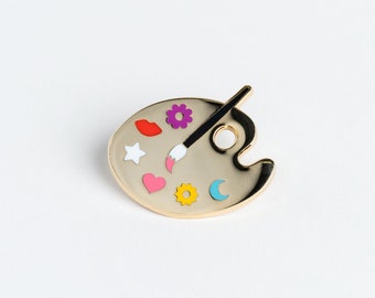 Épingle d'émail de la palette de Frida I Frida Kahlo artiste féministe LGBTQ Design Mexique Illustration femme mignon badge peinture