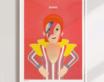 Bowie A3 risographe impression I Illustration affiche d'art London Riso Music Limited Ziggy Stardust David Bowie