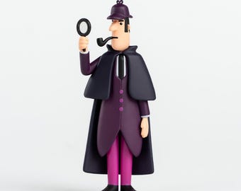Sherlock - jouet artistique londonien de collection I Sherlock Holmes, souvenir de collection, figurine design, illustration britannique de livre mystère