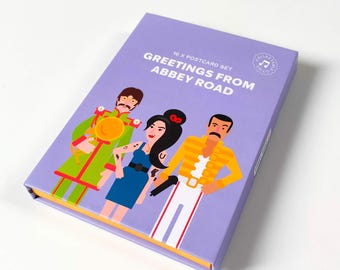 Abbey Road Postcard Set - Beatles, Sgt Pepper, Elton, Bowie, Amy, Freddie, Oasis I Design London British Music Rock Pop Memorabilia