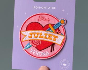 Juliet Embroidered, Iron-on Patch I Shakespeare London Souvenir Collectible Design British History Illustration Literary Gift Romance
