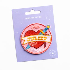 Juliet Embroidered, Iron-on Patch I Shakespeare London Souvenir Collectible Design British History Illustration Literary Gift Romance