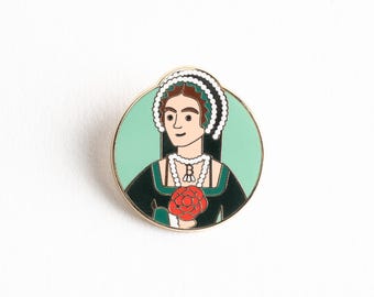 Épinglette en émail Anne Boleyn I Souvenir de Londres, design de collection, livre britannique Tudor, reine royale britannique