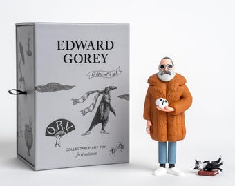 Edward Gorey Collectable Art Toy I Collectible Design Literary Literature Author Artist Cat Skull Classic Gothic Book Halloween Gift