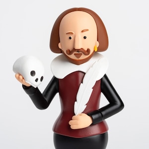 Shakespeare - Sammlerstück London Art Toy I Souvenir Sammlerstück Design Figur Britischer Dichter Buch Dramatiker Autor Illustration William