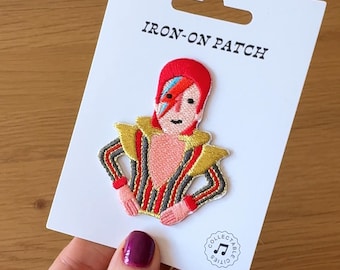 Ziggy Embroidered, Iron-on Patch - Tape, music, boogie, David Bowie, Rock