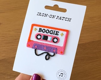 Broderie avec cassettes, écusson thermocollant - Ruban adhésif, musique, boogie