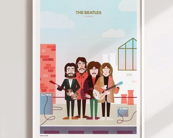 The Beatles A3 Risograph Print I Illustration Art Poster Londres Riso Music Limited Lennon McCartney