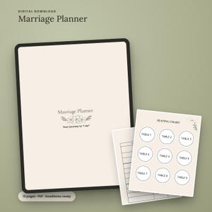 Digital Wedding Planner | Minimalist Marriage Planner PDF | Printable Bridal Organizer for GoodNotes iPad & Print | Engagement Gift