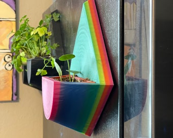 fridge planter with magnets. Rainbow. herb garden. succulent planter. drainage pot included