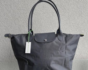 Vintage Longchamp Bag Le Pliage Tote Shoulder Bag Black Size Large