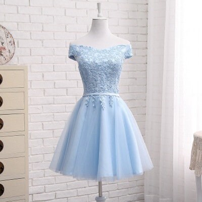 Lace Top and Tulle Skirt Full Length Dress Blue