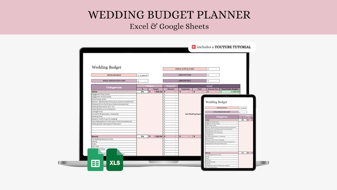 Wedding Budget Planner | Expense Tracker Excel Template (digital ...