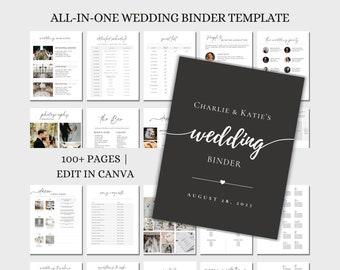 Wedding Day Binder Canva Template, 100+ Pages (Digital Download)