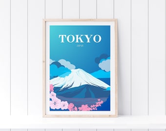Tokyo Cherry Blossom Fuji Mountain Print – Japan City Wall Art (Digital Download)
