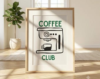 Coffee Shop Coffee Machine Cozy Printable Poster
