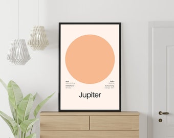 Jupiter Planet Poster – Minimalist Space Print (Digital Download)
