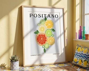 Amalfi Coast Citrus Fruit Print – Positano Italy Wall Art (Digital Download)