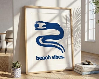 Abstract Wave Print – Beach Vibes Blue Art Poster (Digital Download)