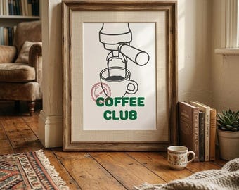 Coffee Shop Coffee Machine Cozy Printable Poster