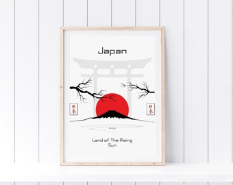 Mount Fuji Japanese Print, Sakura Wall Art (Digital Download)