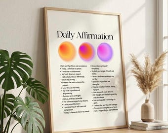 Daily Affirmation Poster, Motivational Wall Art (Digital Download)