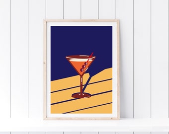 Retro Martini Cocktail Print | Vintage Bar Art (Digital Download)
