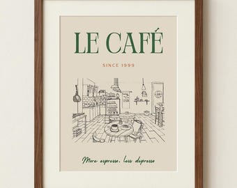 Le Cafe Espresso Print – Modern Coffee Shop Wall Art (Digital Download)