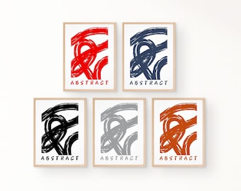 Abstract Brushstroke Art Print Set – Modern Gallery Wall (Digital Download)