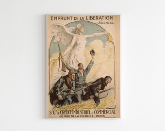 Vintage French War Poster Print – Mid-Century Modern Decor (Digital Download)