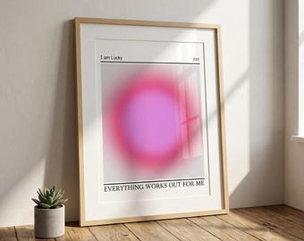 Aura Affirmation Print – 777 Pink Spiritual Poster (Digital Download)