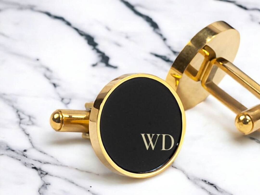 Custom Engraved Cufflinks Gold Cufflinks Anniversary Gift Cuff Etsy