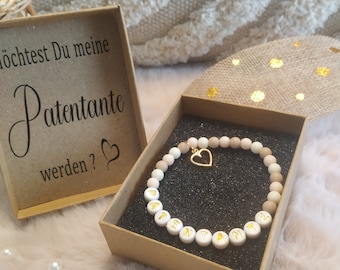 Möchtest Du meine Patentante werden Patentante fragen Armband mit Anhänger auf Wunsch in einer schönen Geschenkbox gratis liebevoll verpackt