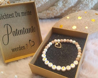 Möchtest du meine Patentante werden Patentante fragen Taufpatin fragen Armband in einer schönen Geschenkbox gratis liebevoll verpackt
