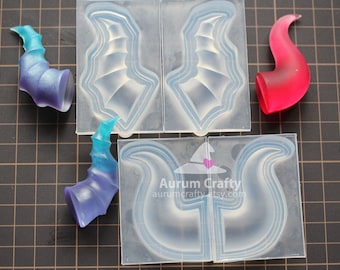 Handcrafted silicon mould of curved and thread horn of Unicorn or Devil for translucent and clear accessories, crafts et.