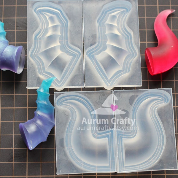 Handcrafted silicon mould of curved and thread horn of Unicorn or Devil for translucent and clear accessories, crafts et.