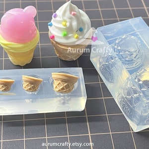 Handcrafted miniature silicon mould, mold of resin waffle cone of ice cream figure