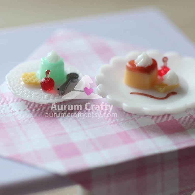 Fake Pudding Miniature Pudding Dessert Silicone Mold Set, Dollhouse Fake Food Plate ...
