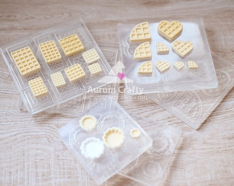 Handcrafted miniature silicon mould, mold of resin belgian waffles and tart shells