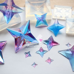 Genshin Impact Primogem Resin Mold, Star Gem Silicone Mold for UV Resin, Crystal Wishing Stone Mold for Jewelry, Keychain, Charm DIY Craft